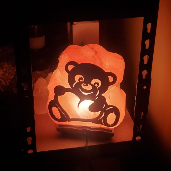 Teddy Bear Himalayan Salt Lamp w/Bulb & Dimmer Switch Cord Home Decor - Picture 5 of 10